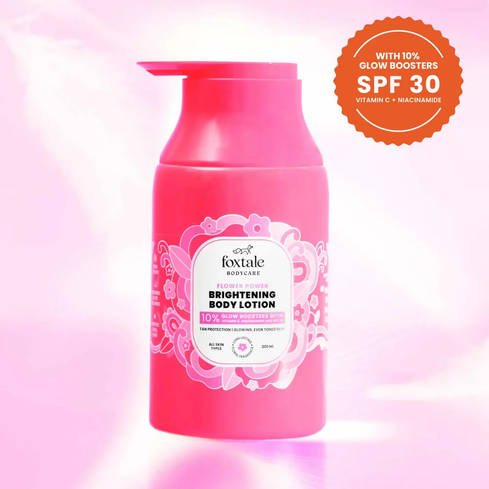 Foxtale Brightening Body Lotion SPF 30 With Niacinamide & Vitamin C Tan Protection & Glowing Skin - 200 ml