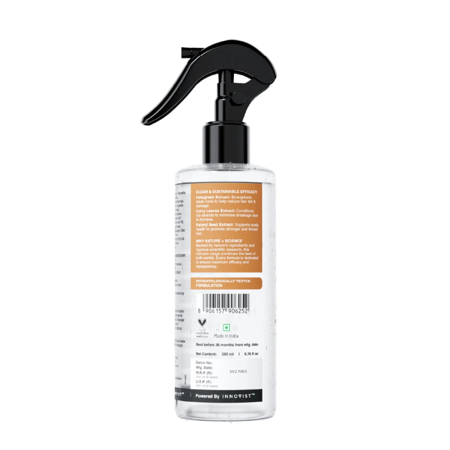 Bare Anatomy Nature x Science Fenugreek and Curry Leaves Hair Strengthening Spray - 200 ml