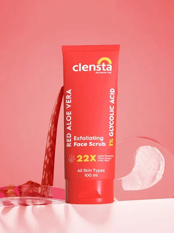 Red Aloe Vera Exfoliating Face Scrub With 1% Glycolic Acid