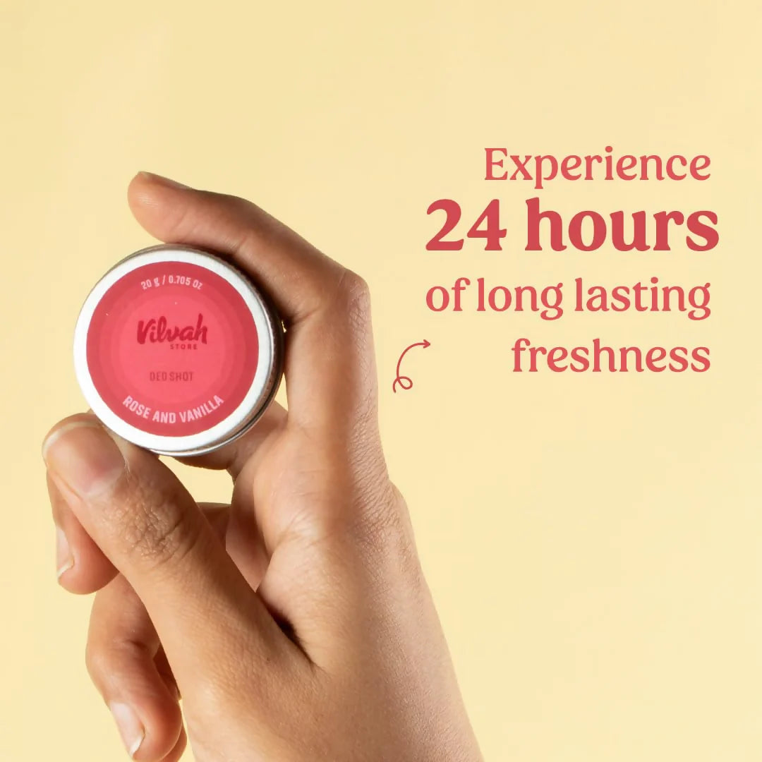 Vilvah Store Rose And Vanilla Deo Shot 24 Hour Odor-Free Underarms