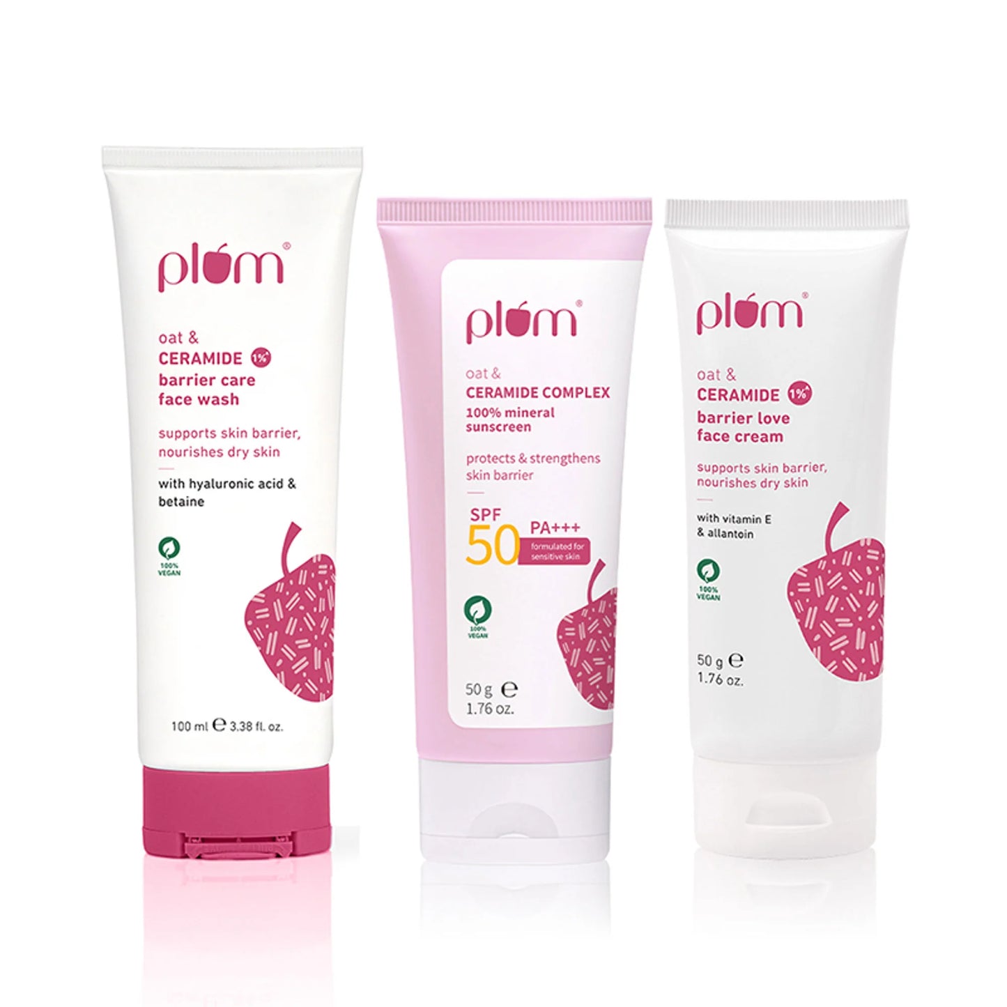 Plum Ceramides Face Wash, Moisturizer & Sunscreen SPF 50 PA+++ Combo for Barrier Repair & Sun Care - combo