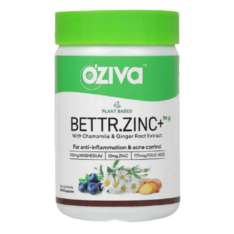 OZiva Plant Based Bettr.Zinc+ With Chamomile & Ginger Root Extract -60 caps