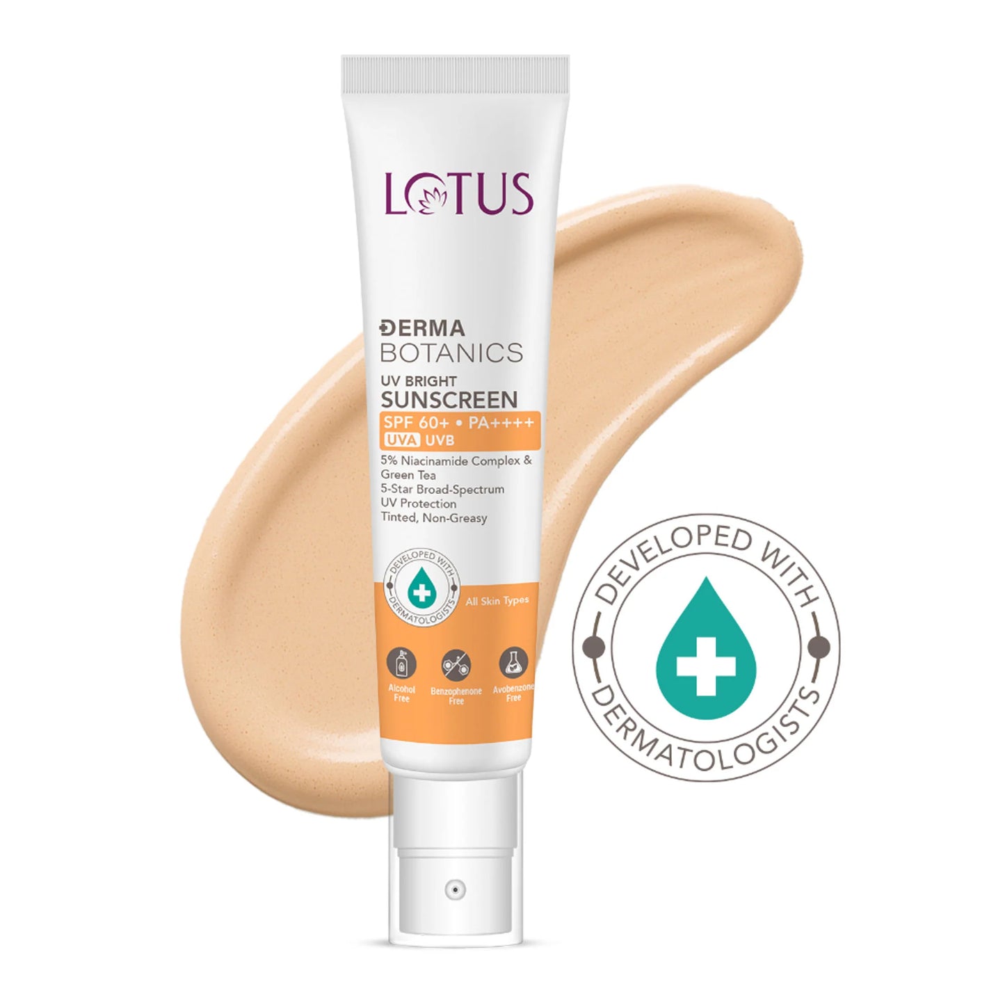 Lotus DermaBotanics 5% Niacinimide Complex + Green Tea UV Bright Sunscreen SPF 60 + PA++++ - 40g