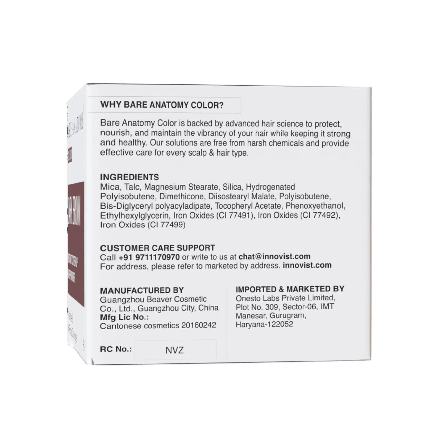 Bare Anatomy Cover-Up Hair Powder 100% Instant Grey Coverage Seamless Natural Finish - Brown - 4 gm