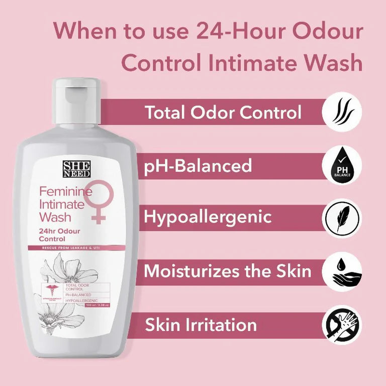 SheNeed 24hr Odor Control Feminine Intimate Wash - 100 ml