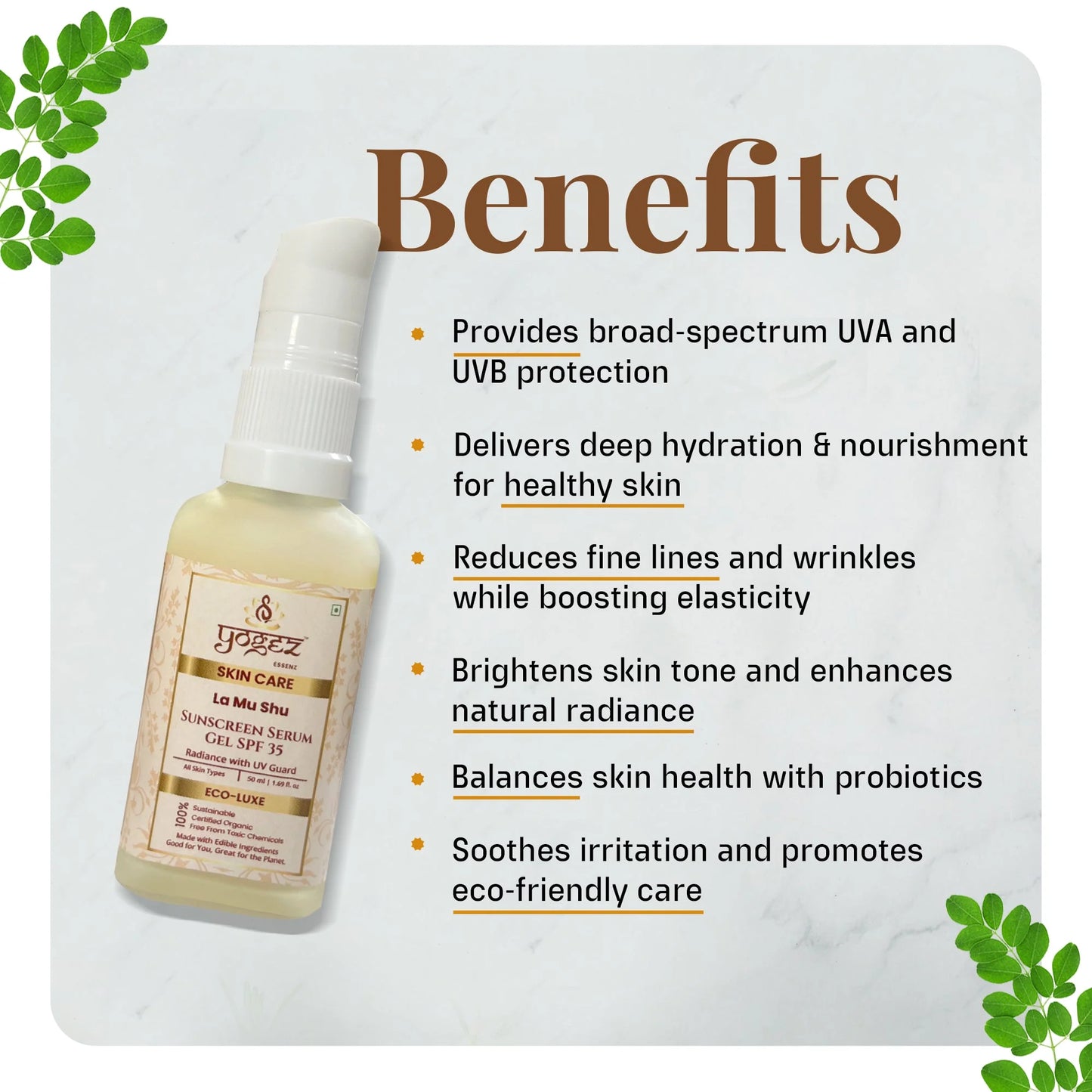 Yogez La Mu Shu Sunscreen Serum Gel SPF 35 - 50 ml