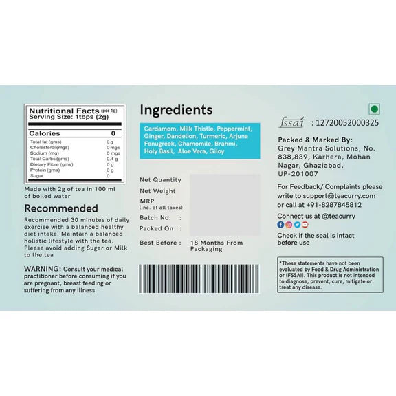 Teacurry Fatty Liver Tea Bags - 30 Teabags