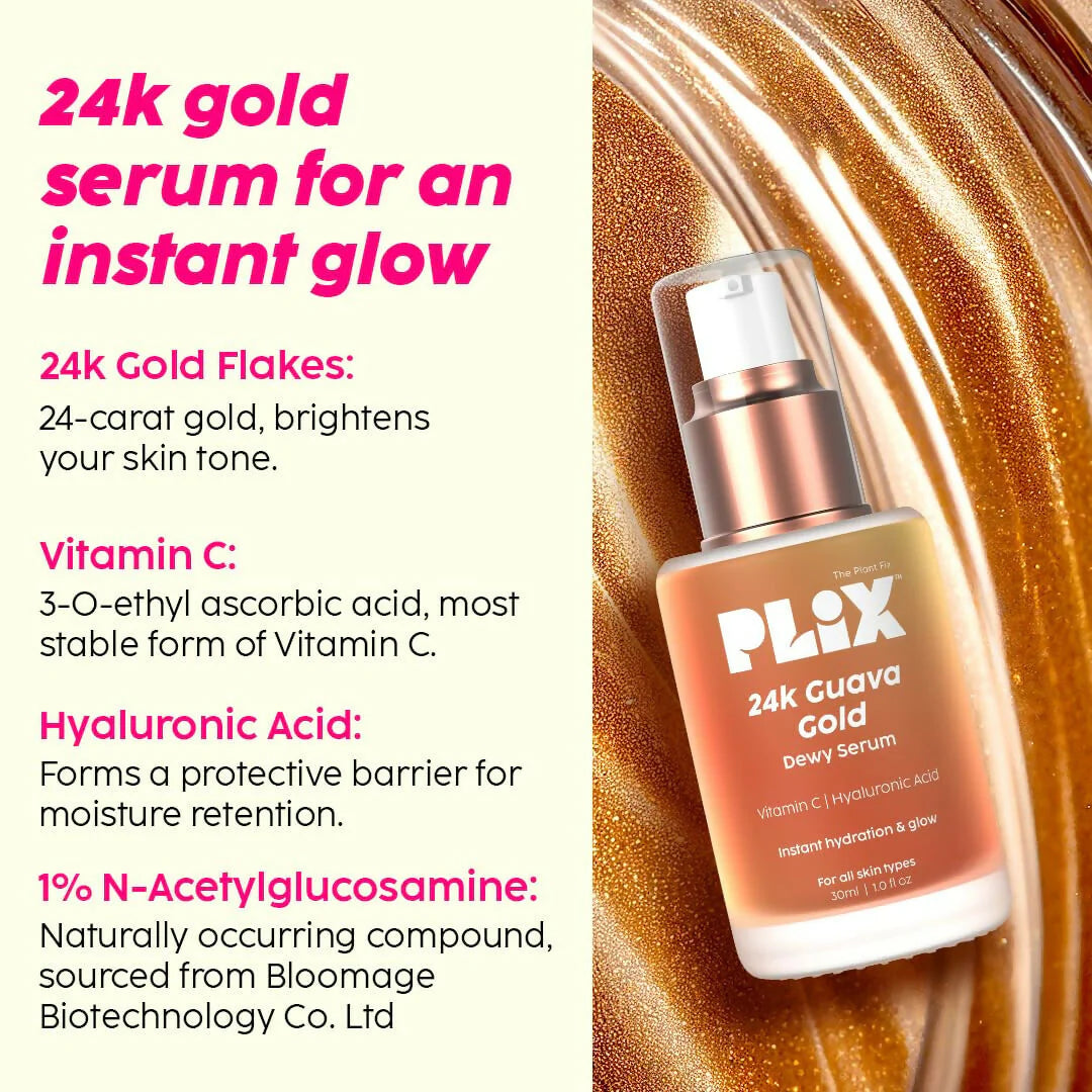 PLIX The Plant Fix 24k Guava Gold Lightweight Face Serum and Moisturizer Combo -combo