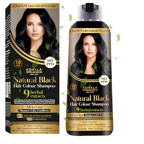 Kokila Organics Hair Color Shampoo With Natural Extracts - Dark Brown - 400 gm - Dark Brown