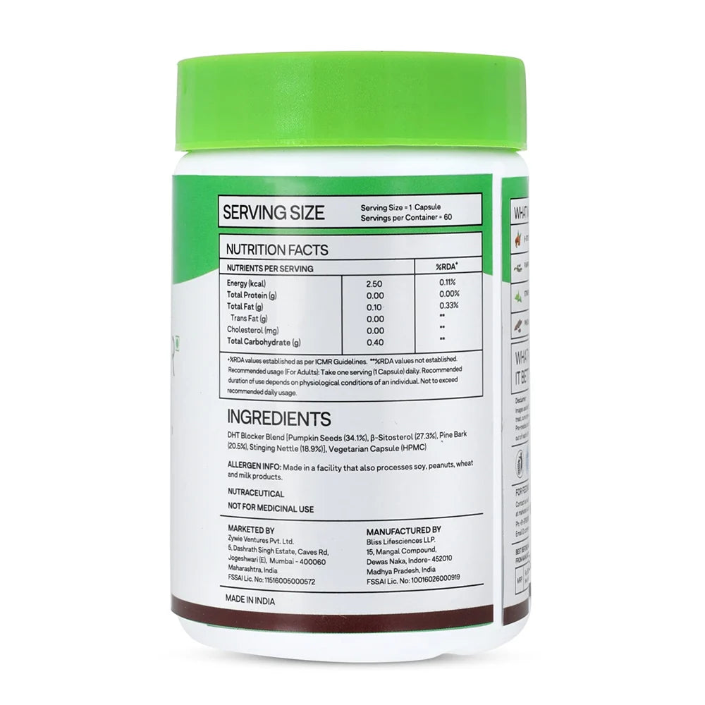 OZiva Plant Based DHT Blocker For Hair Fall Control With Stinging Nettle Extract