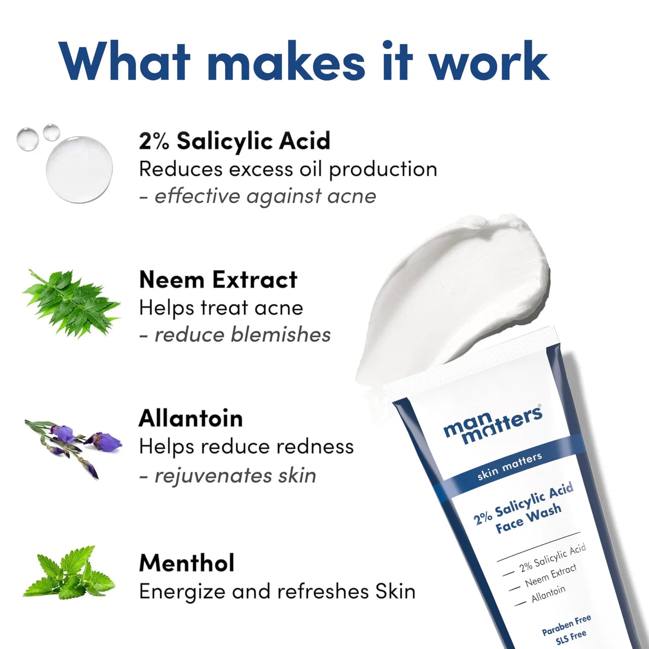 Man Matters Clear 2% Salicylic Acid Face Wash for Men, Paraben & SLS Free