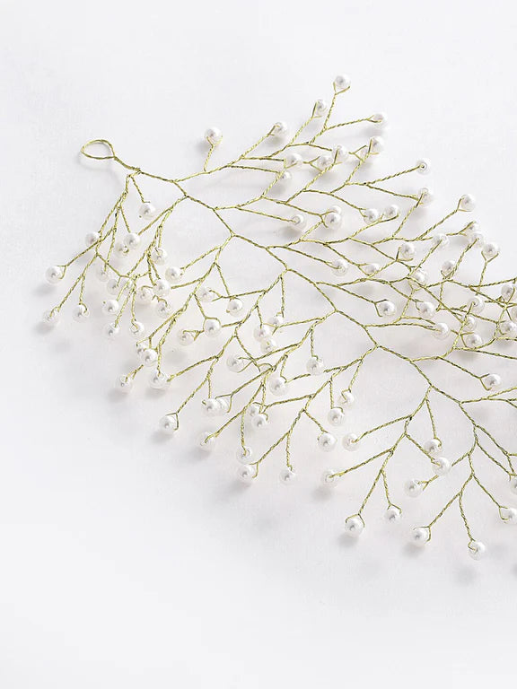 Panash Women Gold-Toned & White Embellished Hair Accessory Set