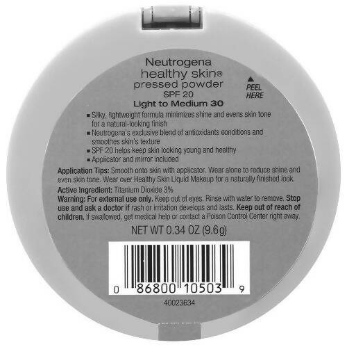 Neutrogena Healthy Skin Pressed Powder SPF 20, Light to Medium 30 - 9.6 gm