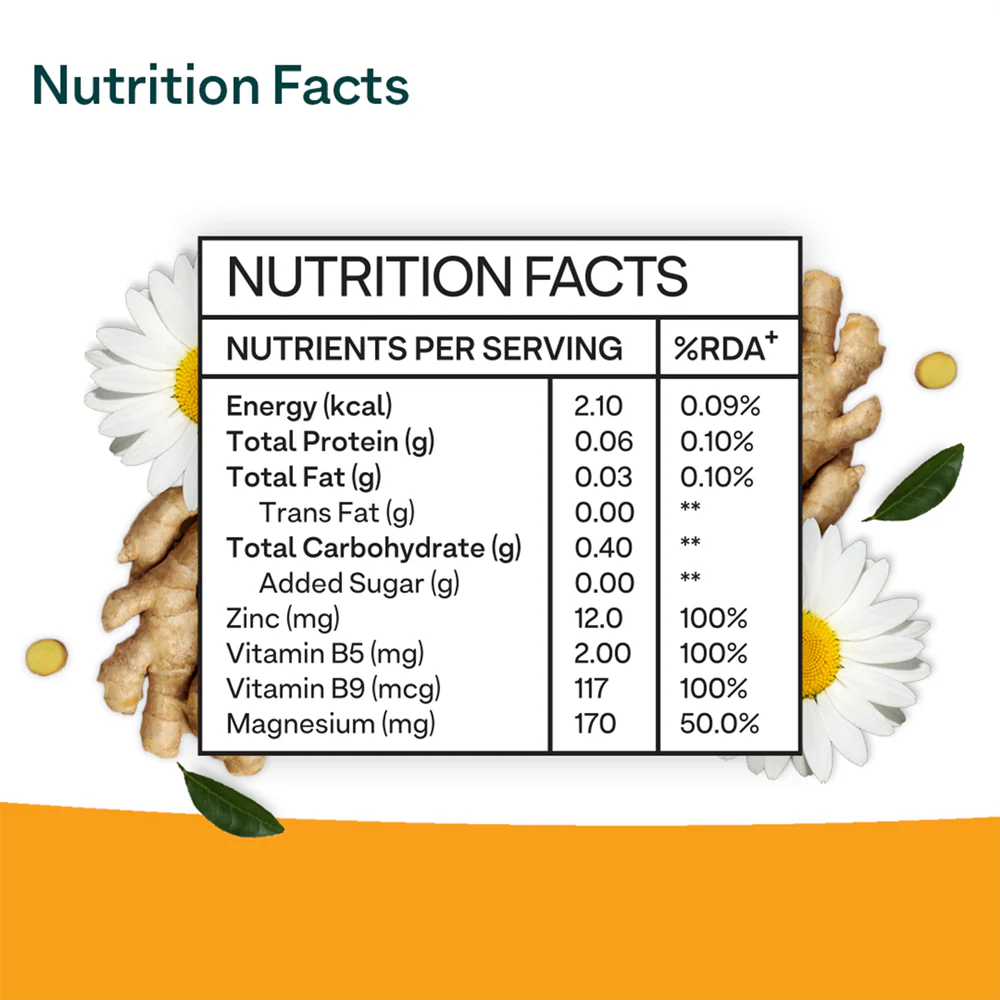 OZiva Plant Based Bettr.Zinc+ With Chamomile & Ginger Root Extract -60 caps