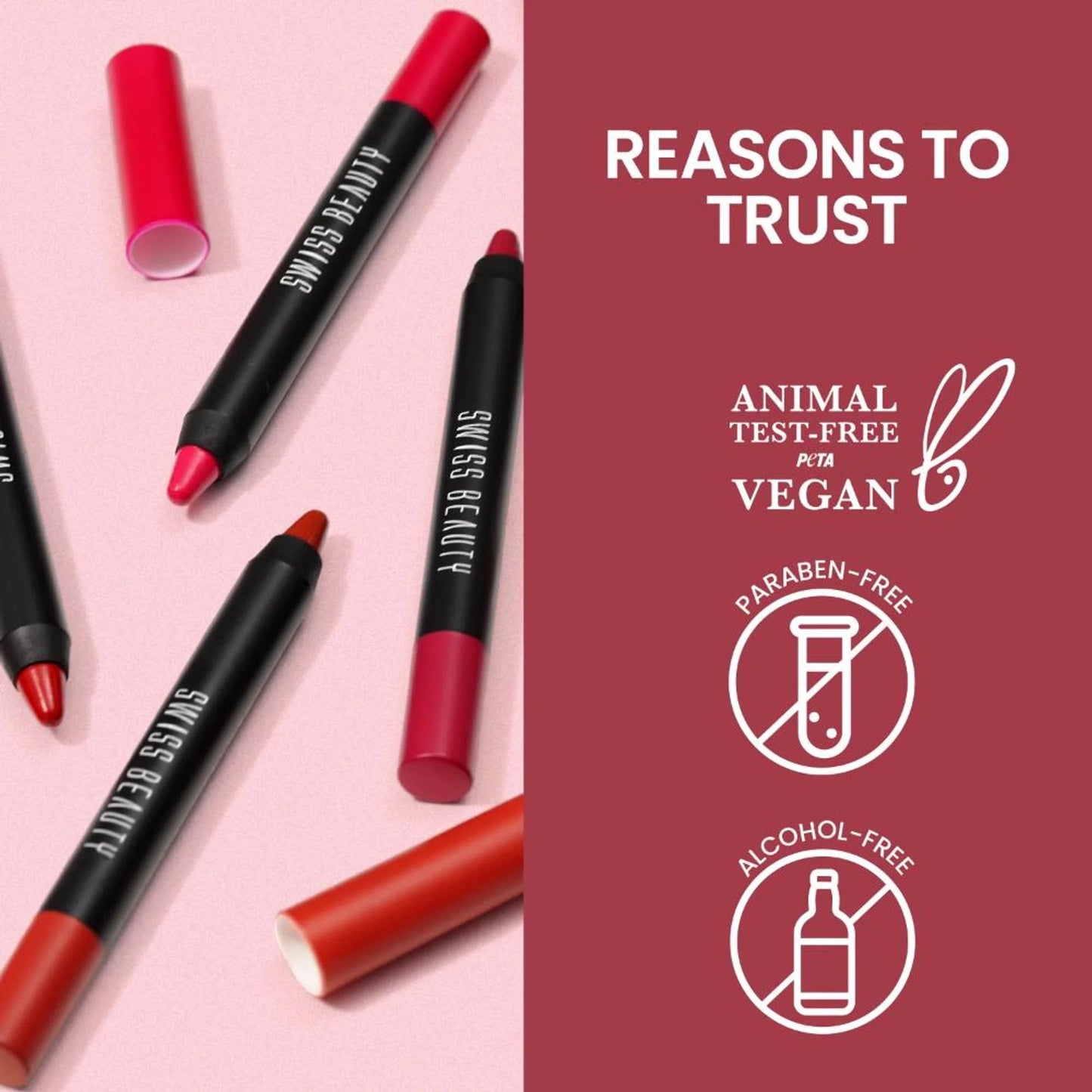 Swiss Beauty Matte Long Lasting Stay Maxx Lip Crayon Lipstick Matte Finish - Bloodshot Maroon - 3.5 gm