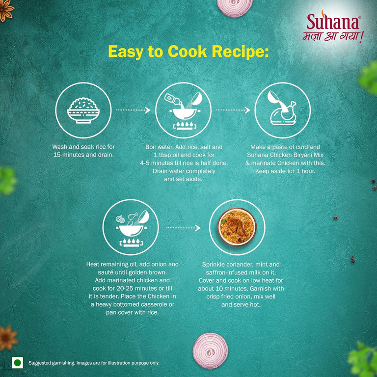 Suhana Chicken Biryani Pouch | Easy to Cook | Spice Mix - 50 gm