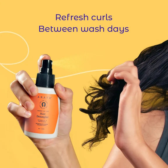 Arata Curl Hair Detangler With Hyaluronic Acid, Niacinamide - Detangles & Strengthens Curls - 100 ml