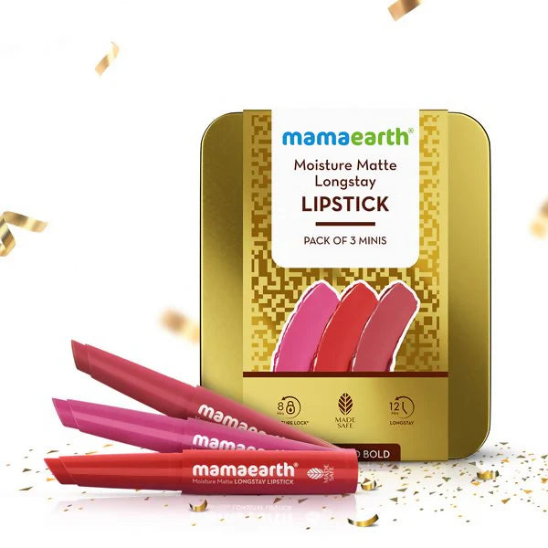 Mamaearth Moisture Matte Long Stay Lipstick Gift Set - Bright and Bold -Gift set