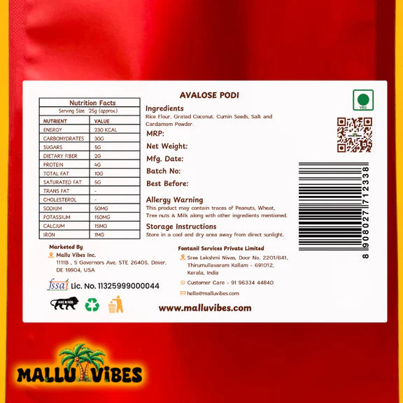 Mallu Vibes Avalose Podi - 150 gm