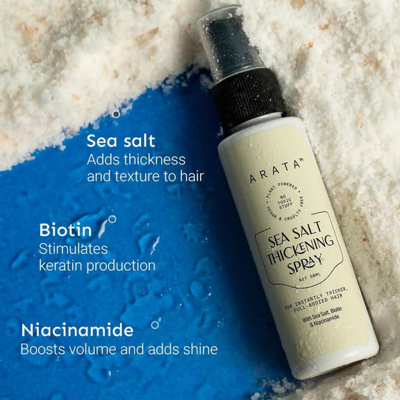 Arata Sea Salt Volumizing Hair Spray Infused with Niacinamide, Biotin & Sea Salt For Instantly Thicker, Full-Bodied Hair - 50 ml