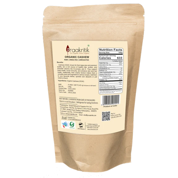 Praakritik Organic Cashew - 200 gm