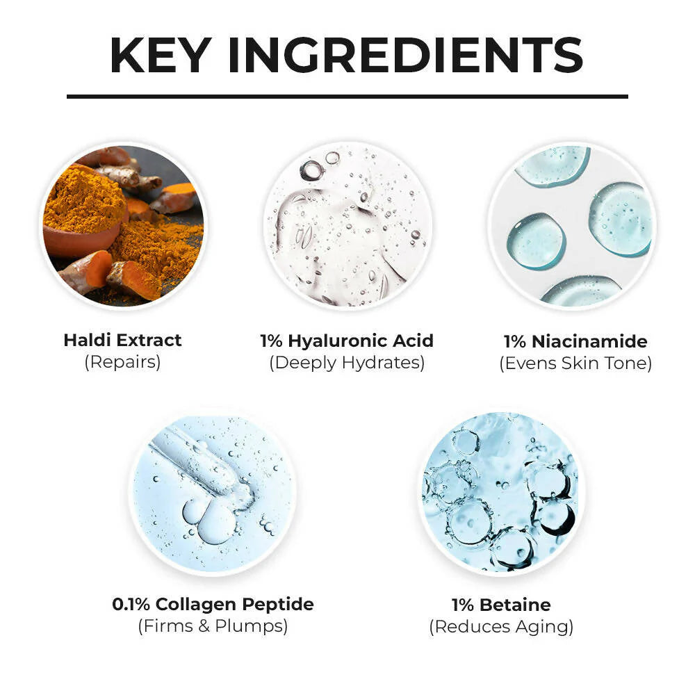 Dr. Sheth's Haldi & Hyaluronic Acid Face Serum with 1% Niacinamide For Hydration, Plump & Bouncy Skin, For All Skin Types