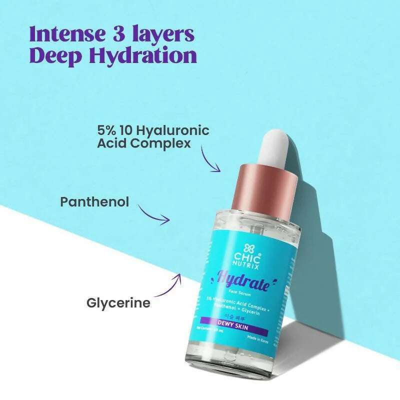 Chicnutrix Korean Hydrate Face Serum – 5% Hyaluronic Acid Complex For Skin Hydration & Skin Barrier Repair, Korean Skincare