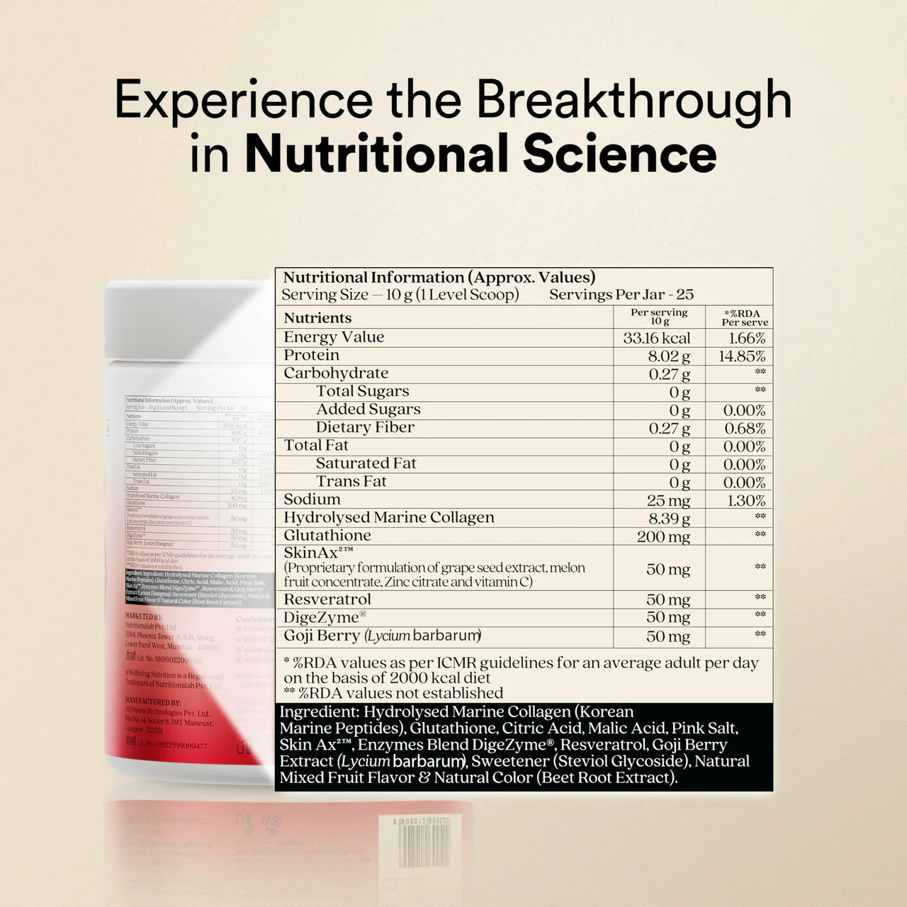 Wellbeing Nutrition Glow Korean Marine Collagen Peptides Tropical Bliss Flavor & Unflavored Combo