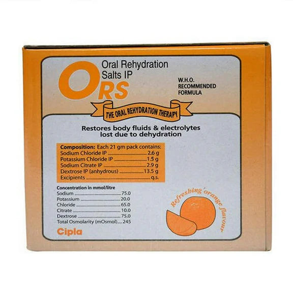 Cipla Ors Prolyte Sachet Orange Flavor - 21 gm - Pack of 10