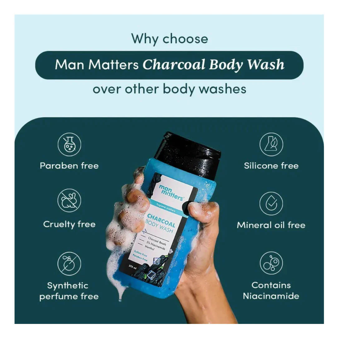 Man Matters Charcoal Body Wash With Menthol, 5% Niacinamide, Instant Cooling