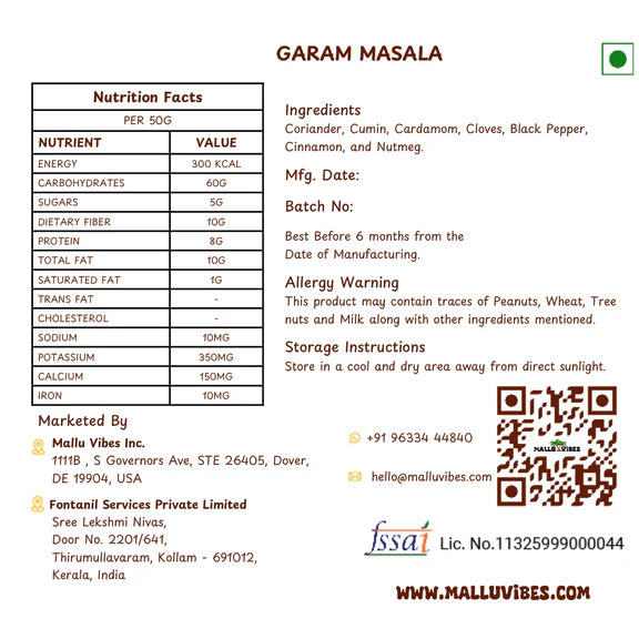 Mallu Vibes Home Made Garam Masala - 200 gm
