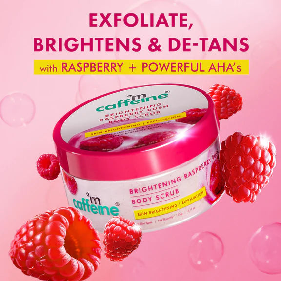 mcaffeine Brightening Raspberry Rush Body Scrub Removes Tan & Brightens Skin - 175 gm