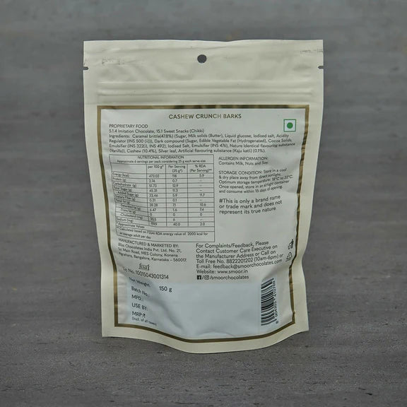 Smoor Cashew Crunch Barks - 150 gm