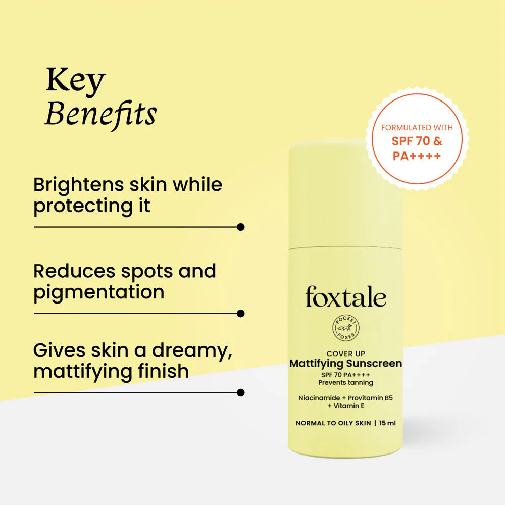 Foxtale SPF 70 Gel-Cream Sunscreen for Oily Skin with PA++++ & Niacinamide - 15 ml