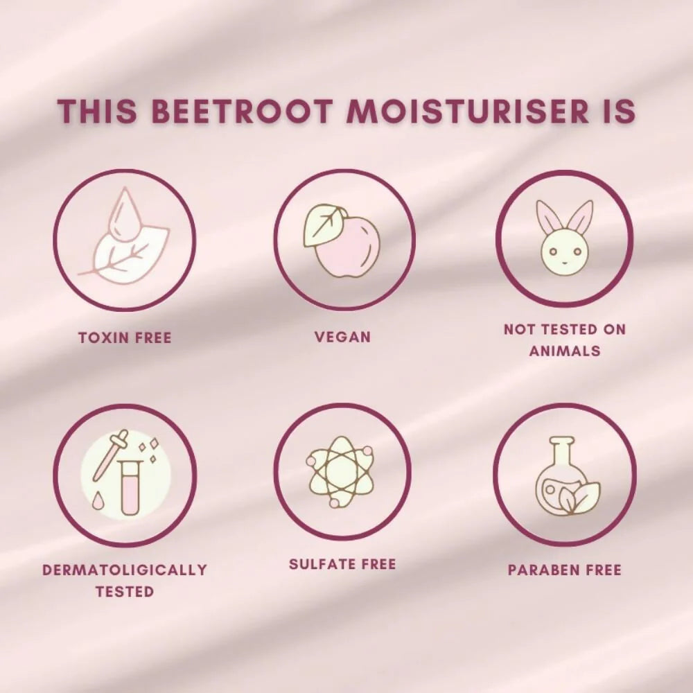 The Skin Diet Company Beetroot Moisturiser Lightweight, Non-Greasy - Dry/Oily Skin + Hyaluronic Acid - 15 ml