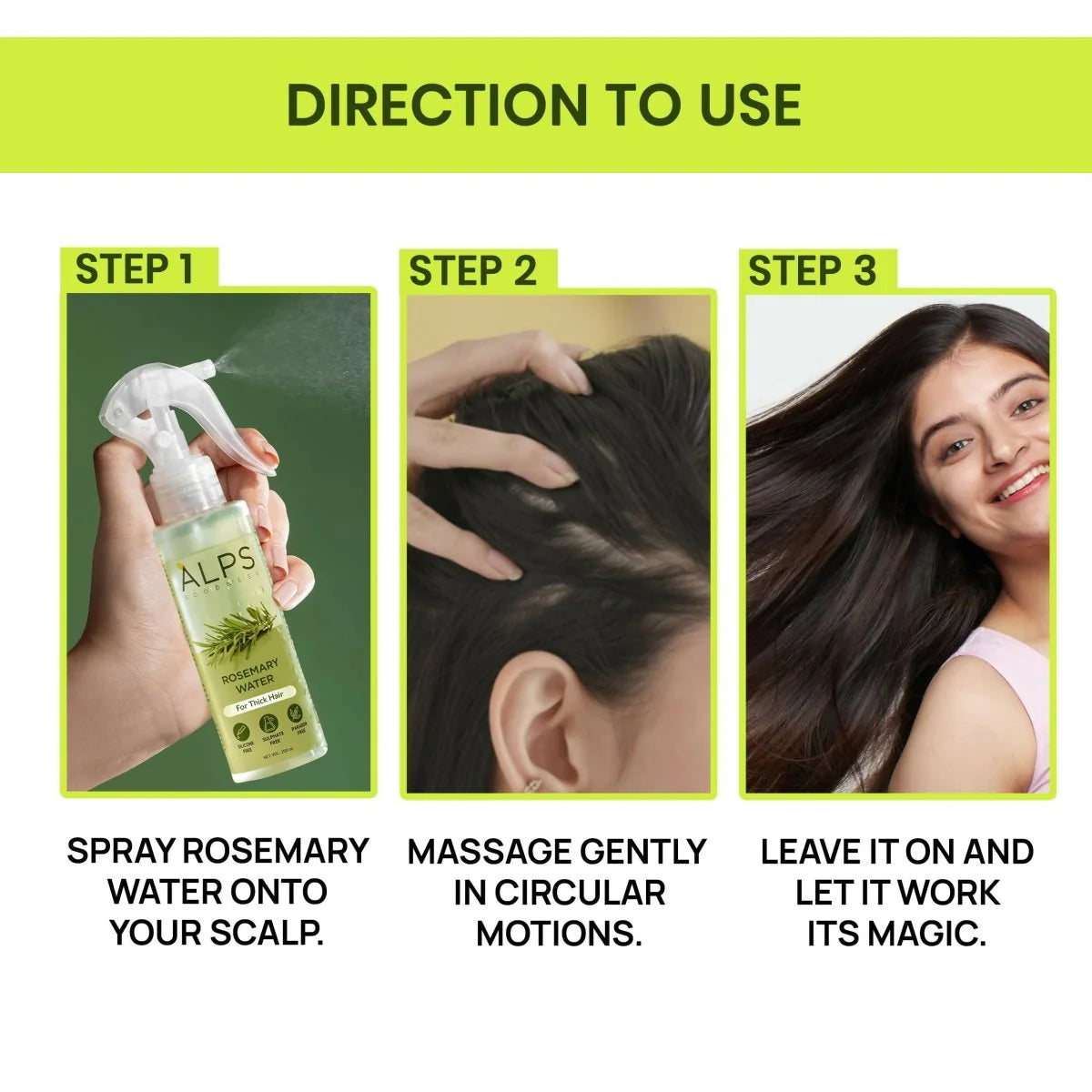Alps Goodness Rosemary Hair Essentials Kit - Rosemary Water Spray , Rosemary Essential Oil & Rosemary & Curry Leaf Powder -kit