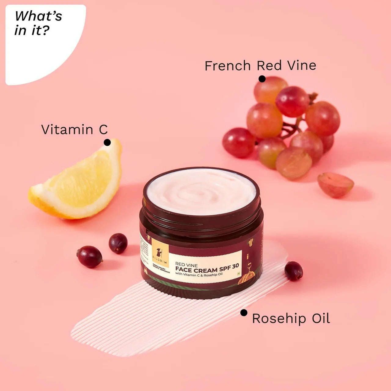 Pilgrim Red Vine Face Cream SPF 30 with Vitamin C & Rosehip Oil