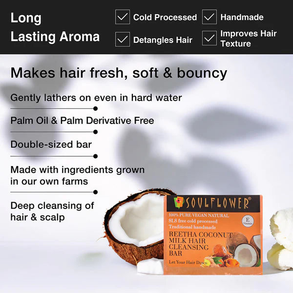 Soulflower Reetha Coconut Milk Hair Cleansing Bar