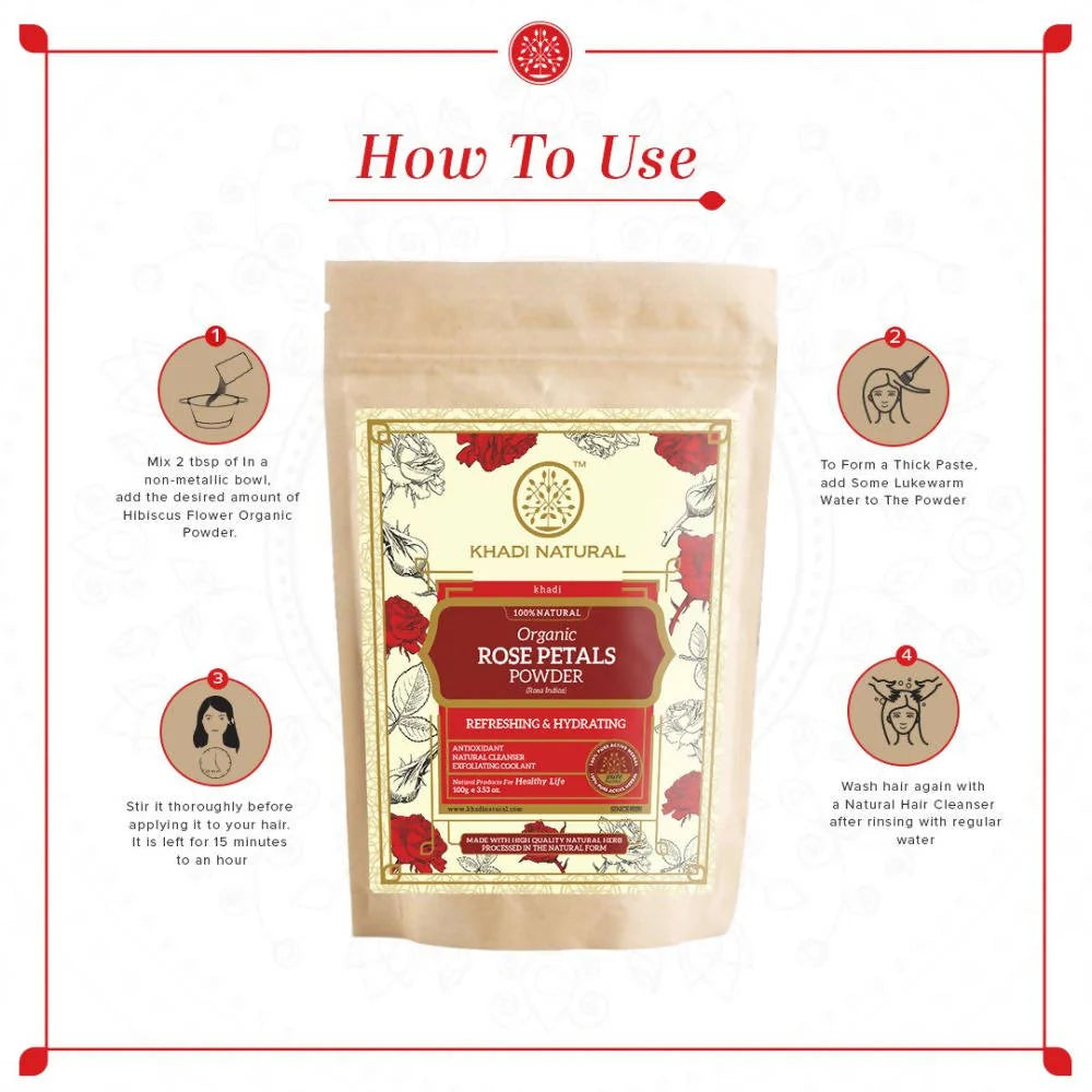 Khadi Natural Organic Rose Petals Powder - 100 gm