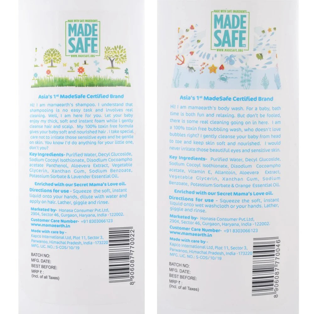 Mamaearth Deeply Nourishing Body Wash And Gentle Cleansing Shampoo For Babies