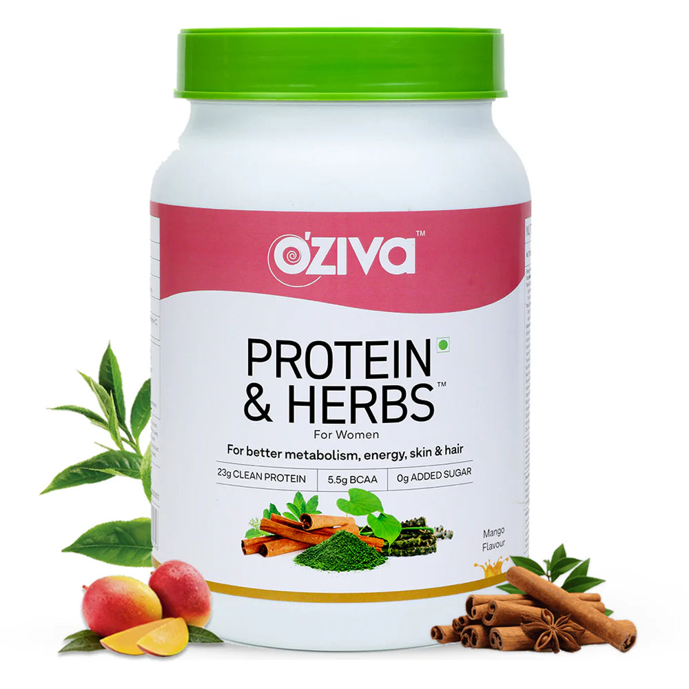 OZiva Protein & Herbs for Women - Protein Powder to Reduce Body Fat, Manage Weight & Metabolism, No Added Sugar -Chocolate flavour