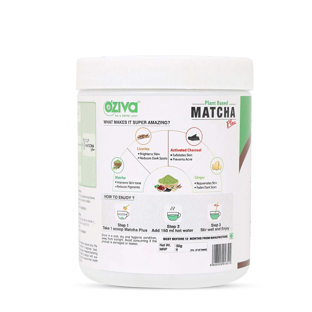 OZiva Plant Based Matcha Plus -50 gm