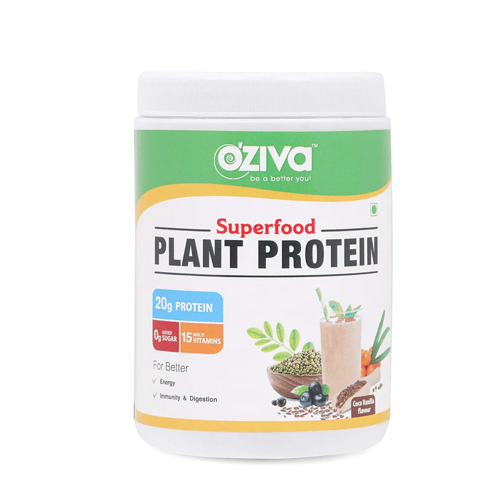 OZiva Superfood Plant Protein -250 gm (8 Servings) - Coco Vanilla