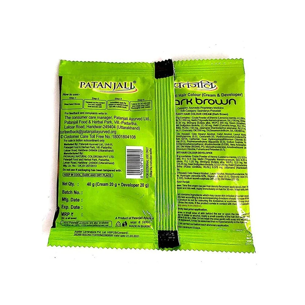 Patanjali Kesh Kanti Hair Colour (Cream & Developer) - Dark Brown -Dark Brown