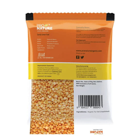 Pro Nature Organic Tur Dal (Unpolished) - 500 gm