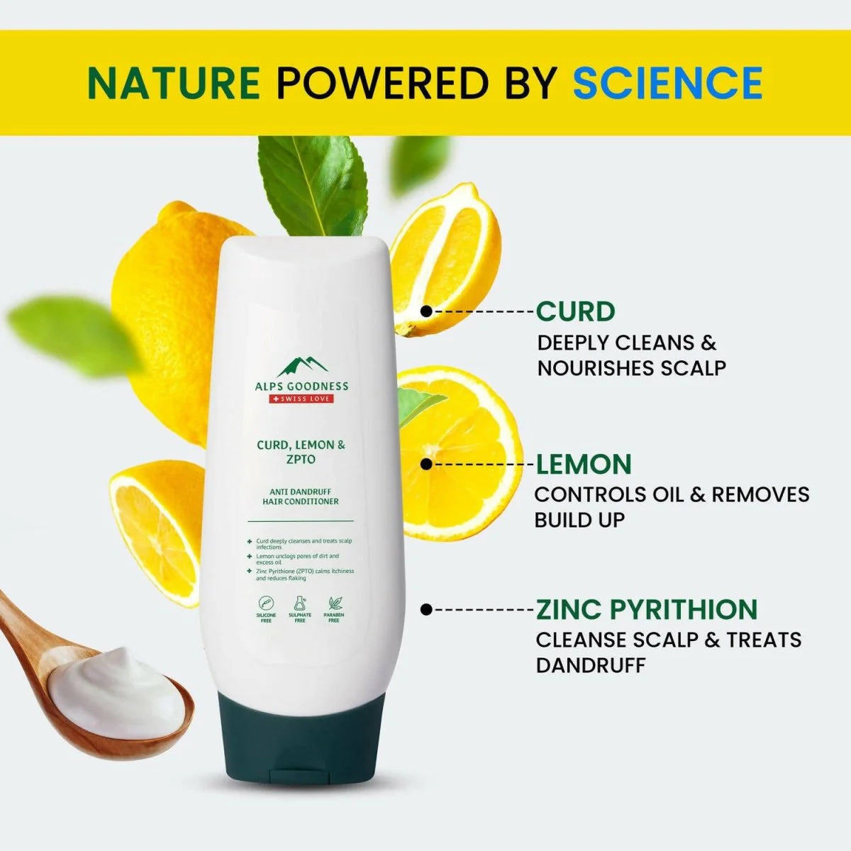 Alps Goodness Curd, Lemon & ZPTO Anti Dandruff Hair Conditioner