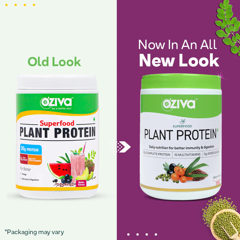 OZiva Superfood Plant Protein -250 gm (8 Servings) - Coco Vanilla