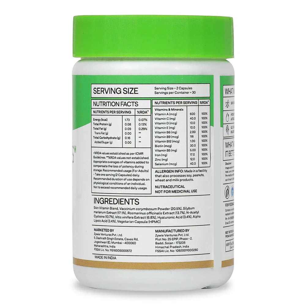 OZiva Skin Vitamins -60 Capsules
