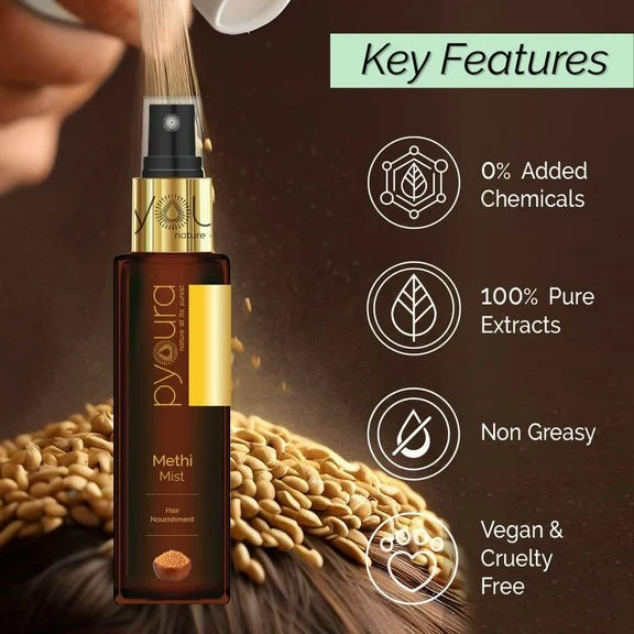 Pyoura Methi Hair Serum Mist Anti-Frizz Non-sticky & Non-greasy Hair Serum For Soft & Shiny Hair - 100 ml