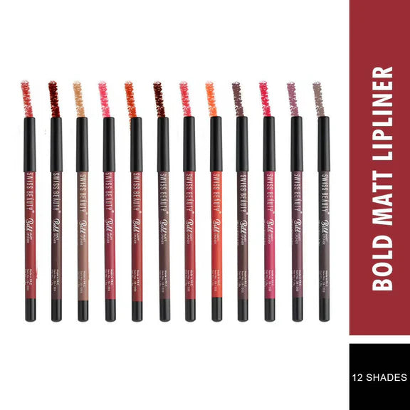 Swiss Beauty Bold Matt Lip Liner Set - 1.6 gm - Set of 12